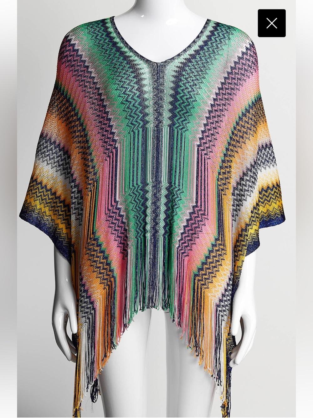 MISSONI MULTICOLOR FRINGE PONCHO